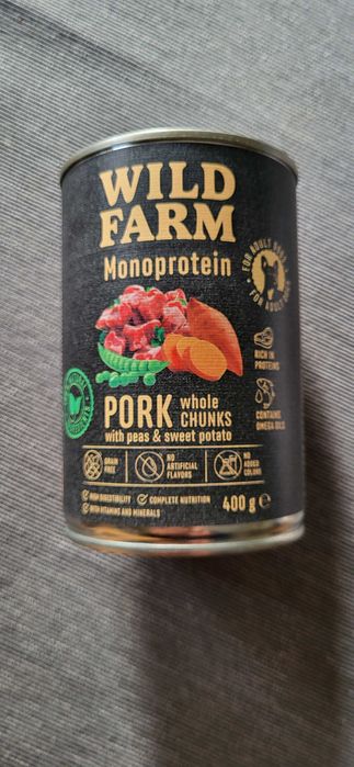 Karma Wild Farm, bezzbożowa, wieprzowina, puszki 12x400g