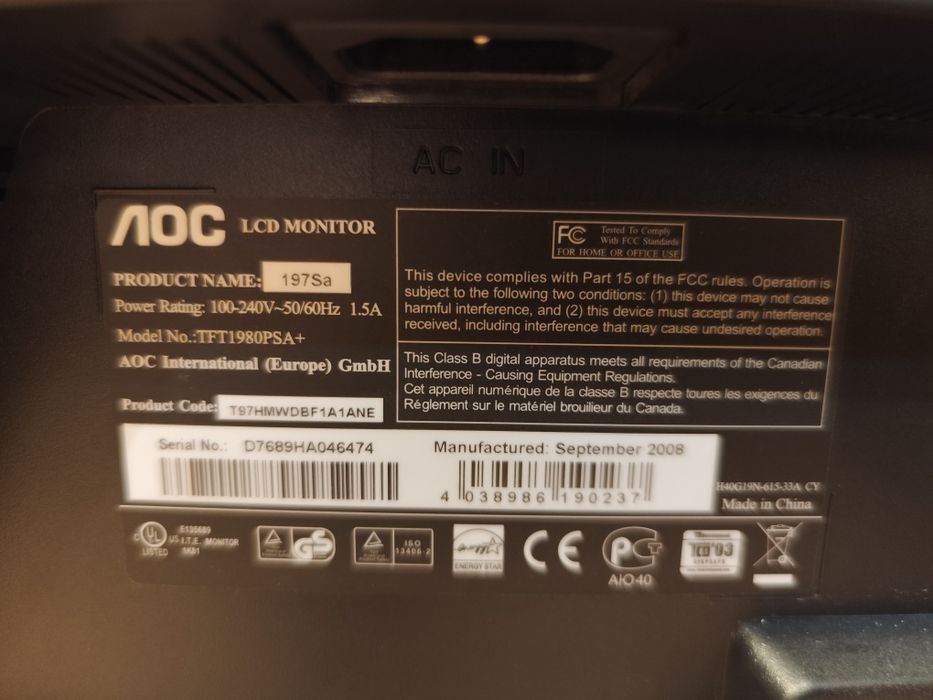 Monitor AOC 19" czytaj opis