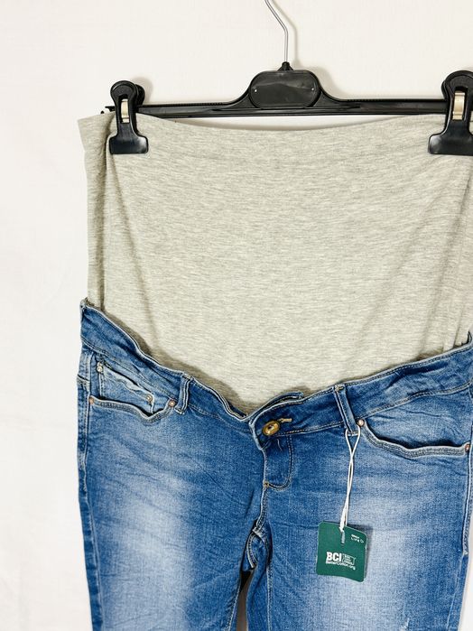 Niebieskie jeansy ciążowe z panelem M 38