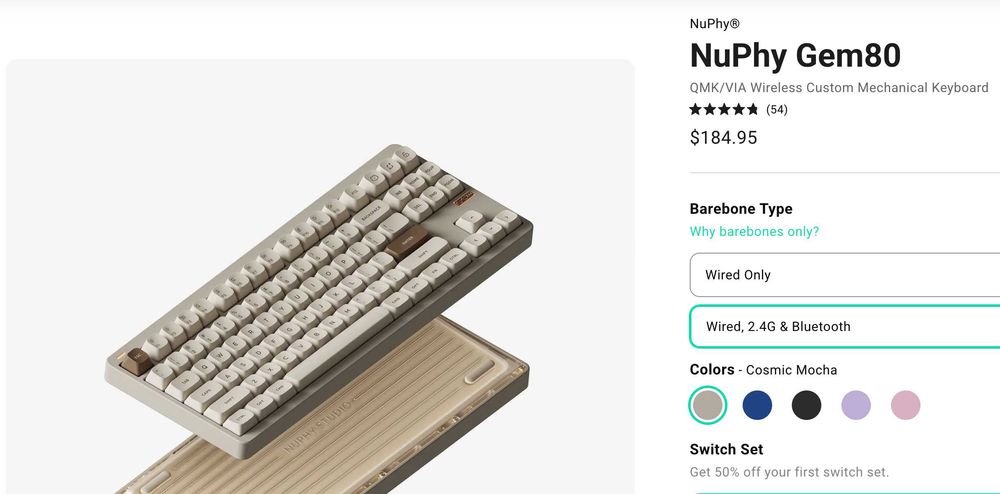 Teclado Mecânico Custom NuPhy Gem80 | Como Novo | RGB | Wireless64297532798081121