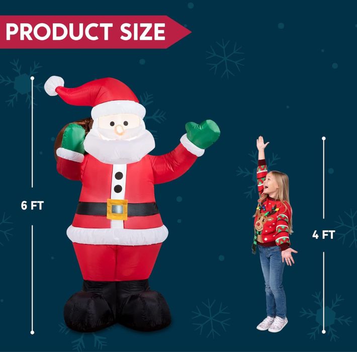 Nadmuchiwany Święty Mikołaj z torbą prezentową 180cm