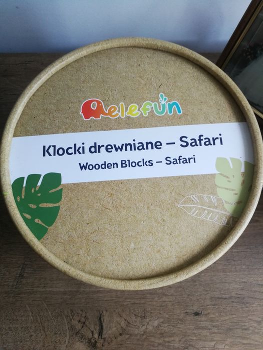 Nowe Klocki drewniane Elefun Safari wiaderko 60 element prezent 2025