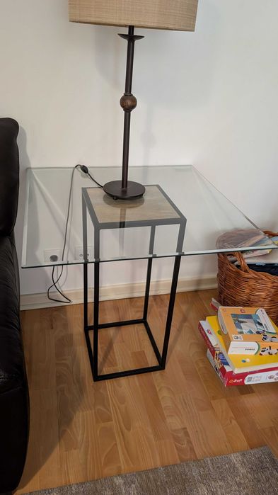 Mesa de apoio alta Vidro