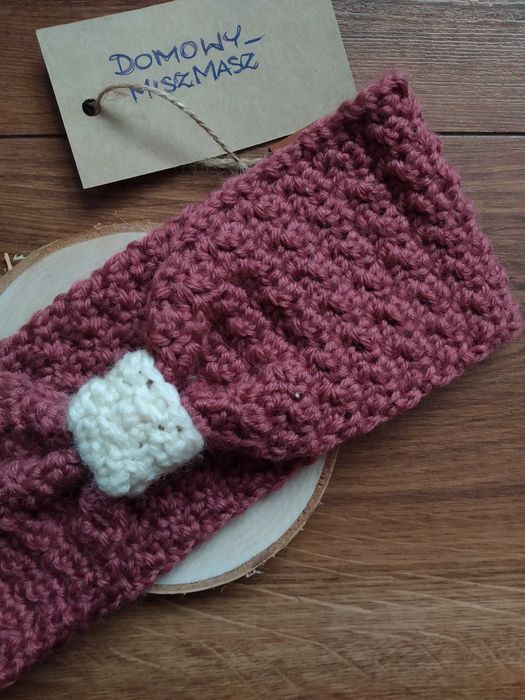 Zimowa opaska na głowę M 100% wełna różne kolory