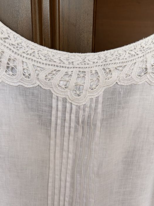 Лляна сукня-сарафан ZARA BASIC з мереживом(білий колір, стиль Boho)