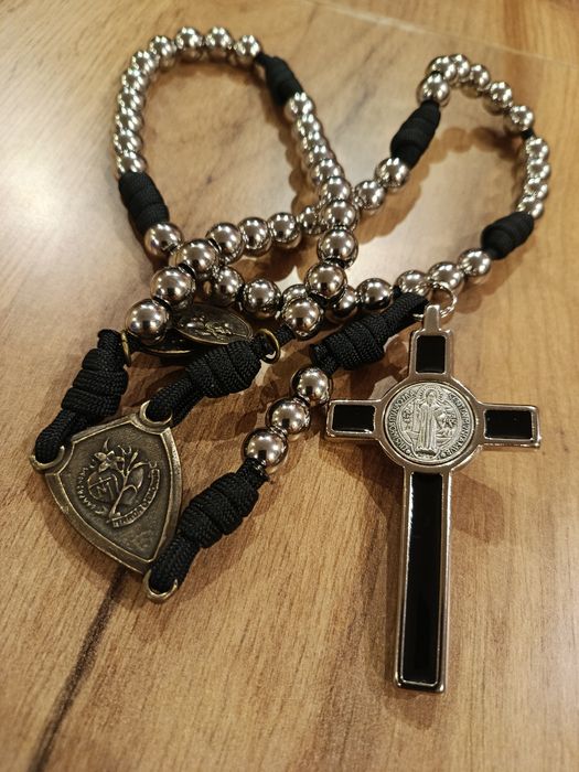 Różaniec paracord ,wojowniczy, stal nierdzewna 10mm