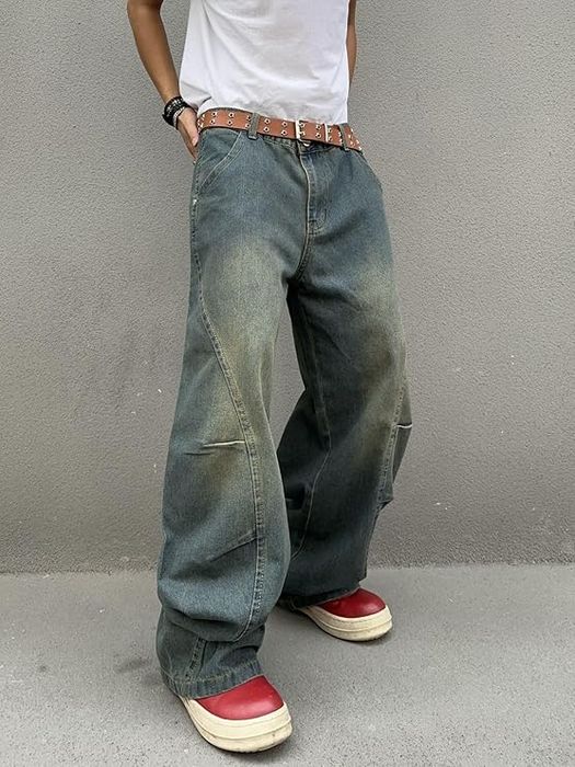 Jeansy Baggy Męskie Y2K Wide Leg Niebieskie XL