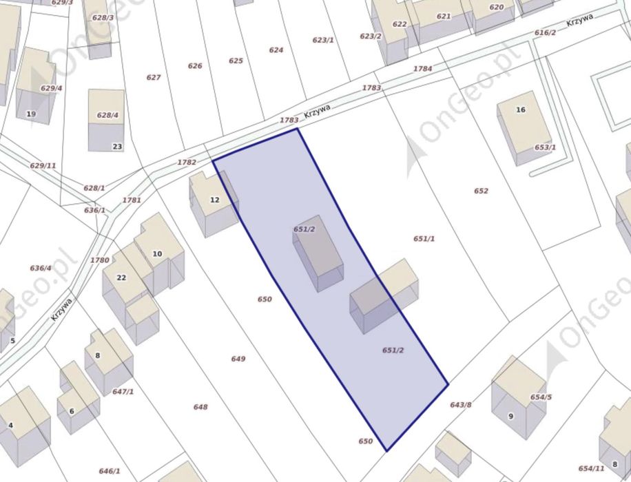 Działka budowlano / inwestycyjna – Wojnicz, centrum – 1832 m²