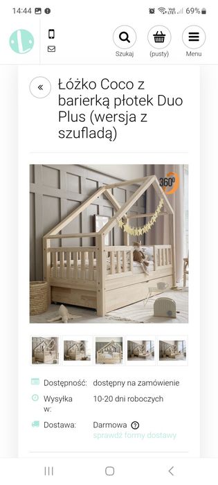 Łóżko domek 200×100 plus dostawka Luletto