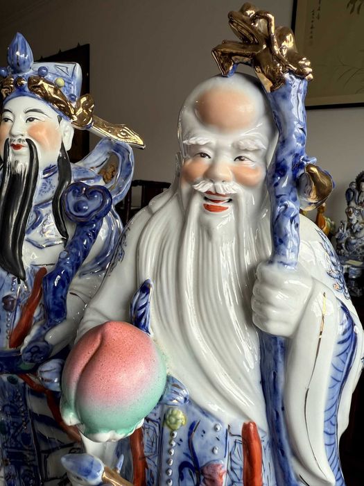 Conjunto decorativo - Fu Lu Shou - Prosperidade, Fortuna e Longevidade