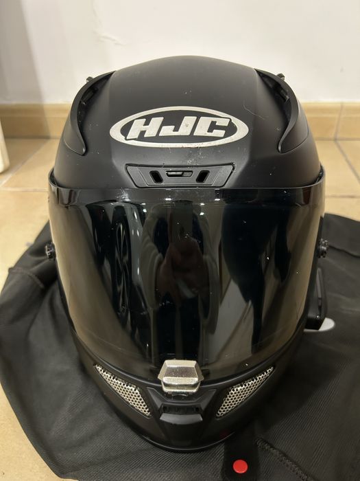 Capacete HJC -RPHA11 preto mate com intercomunicador e viseiras extra