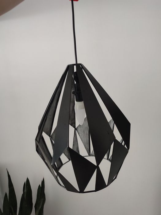Lampa sufitowa wisząca czarna metalowa loft