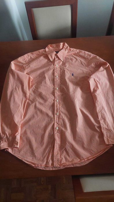Camisa Polo Ralph Lauren L Laranja Xadrez