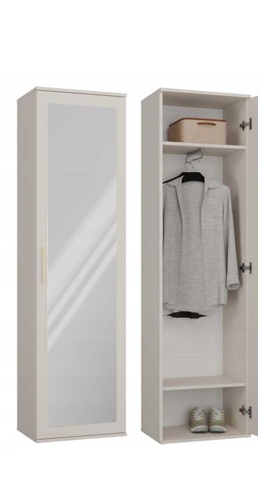 Szafa z lustrem w kartonie wieszak lustro przedpokój kaszmir beż