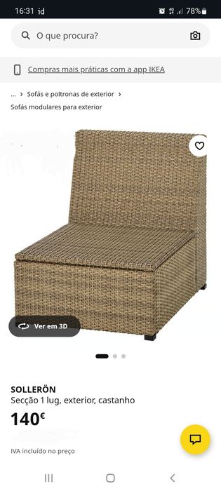 Poltrona ou sofa modular exterior ikea solleron