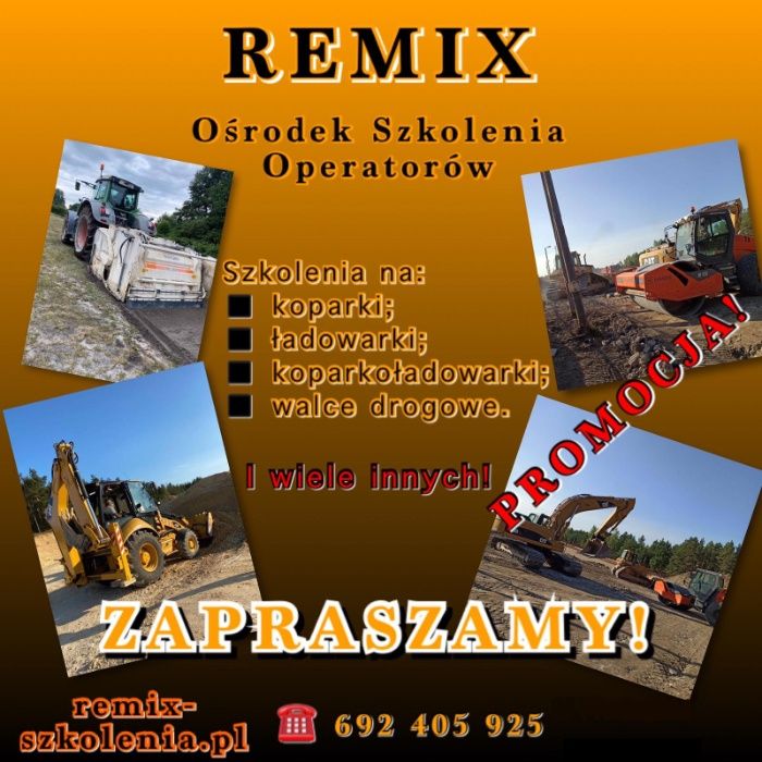 PROMO 1100! Kurs na operatora ładowarki! Kurs równiarki! START 25.01.