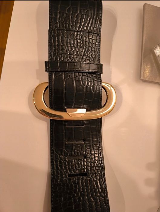 Pasek z klamrą szeroki mango