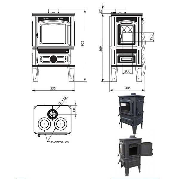 Чугунная варочная печь  Ferguss XL 170 кг, 13 квт 2 конфорки