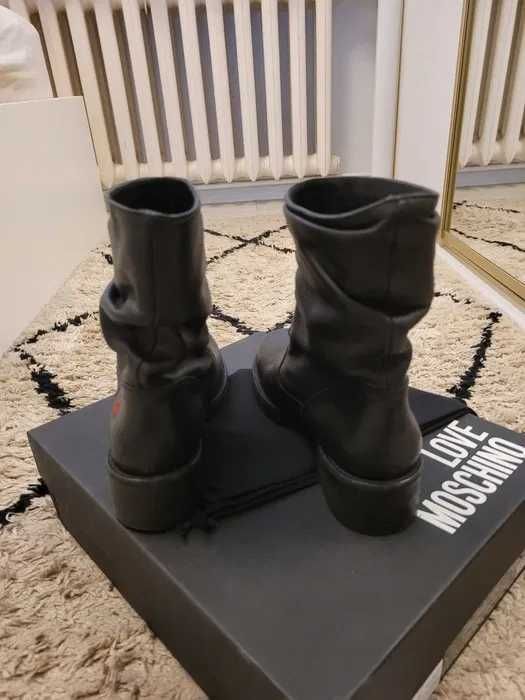 Buty Botki Love Moschino czarne serduszko 38/39 skóra naturalna