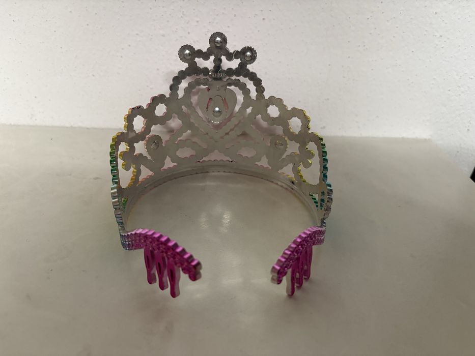 Coroa Tiara princesa criança menina rosa e arco-íris carnaval