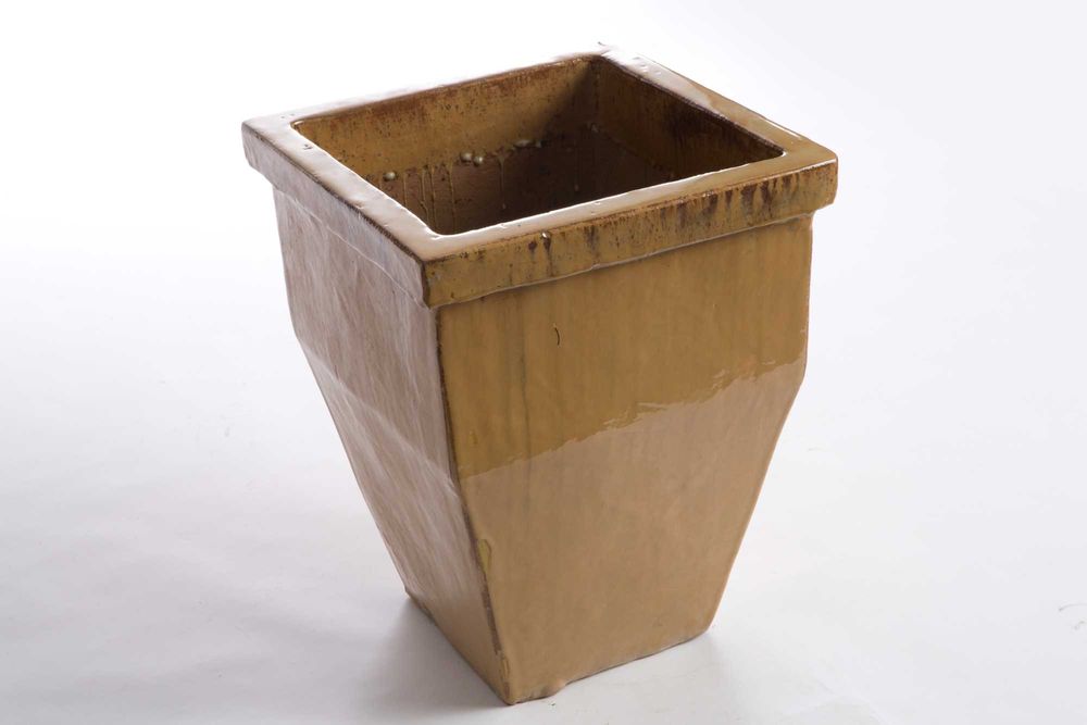 Cachepot grande, de chão, argila vidrada