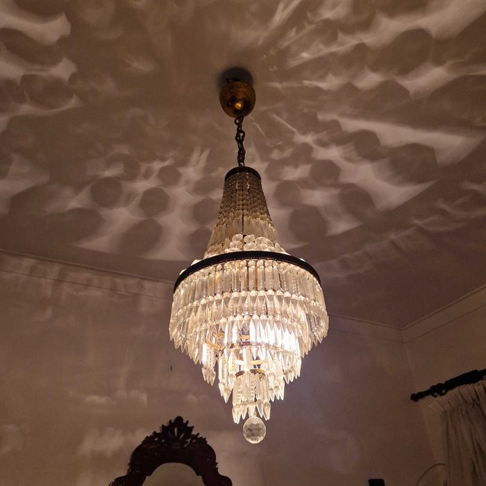 Lustre vintage em cristal lapidado (candeeiro de teto em cascata)