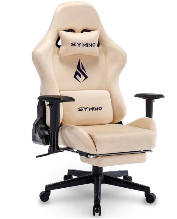 Fotel gamingowy z podnozkiem Alcantara fotel biurowy Symino