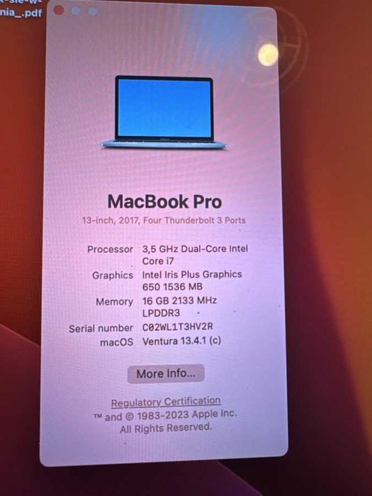 MacBook Pro 13 2017 – i7 / 16 GB / 512 GB / Touch Bar