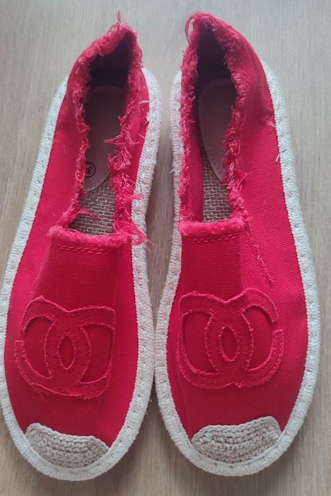 Espadryle tenisówki damskie czerwone płócienne