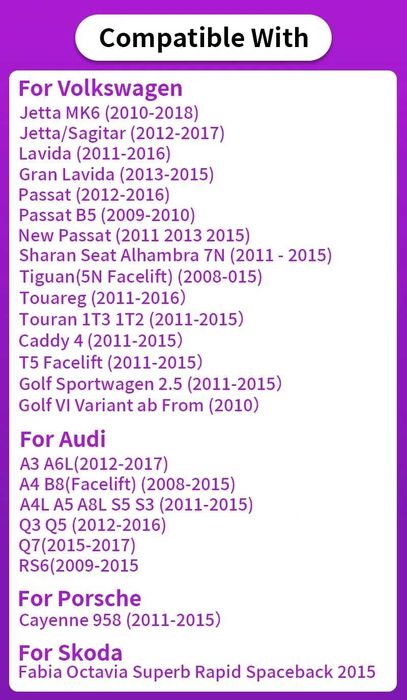 Штатна камера заднього виду 1080p AHD для: VW, Volkswagen, Audi, Skoda