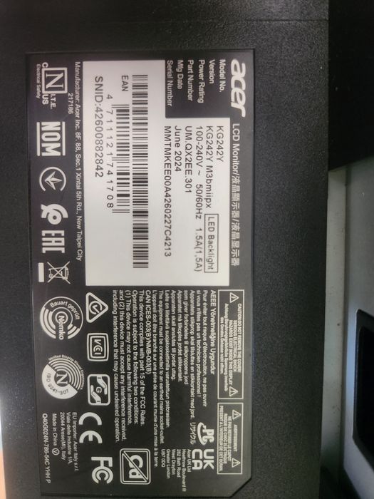 Монітор acer kg242y m3 2024 плата робоча