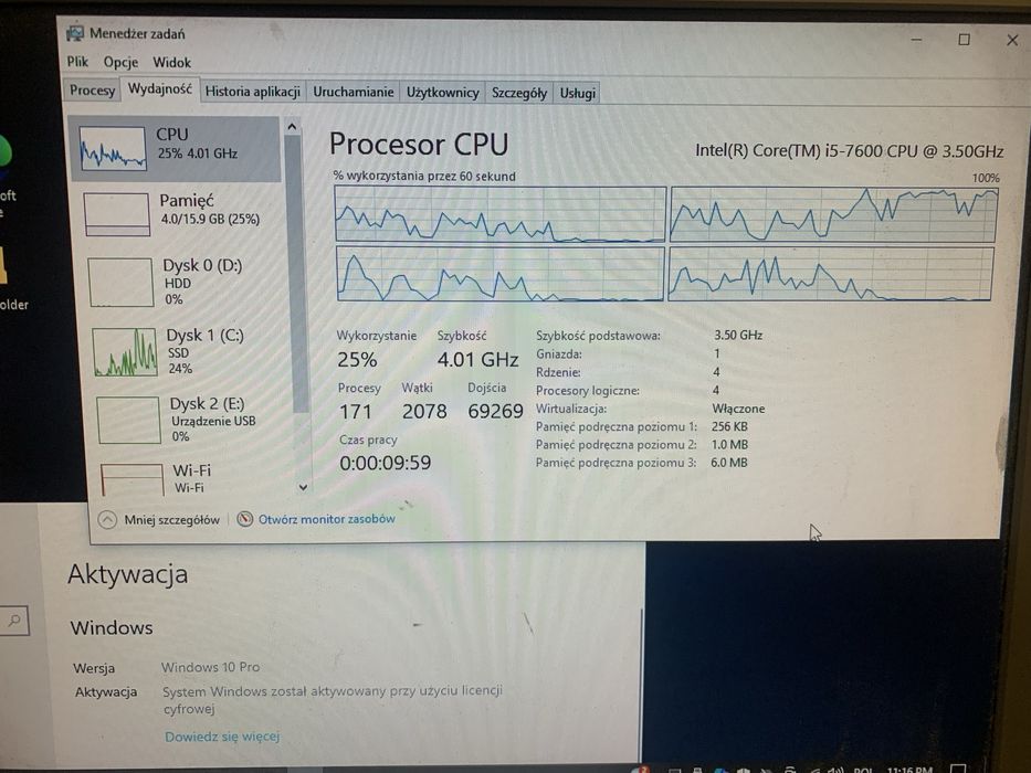 Dell optiplex D7050 intel 7600 ram 16gb ssd 120gb /320gb hdd win10pro