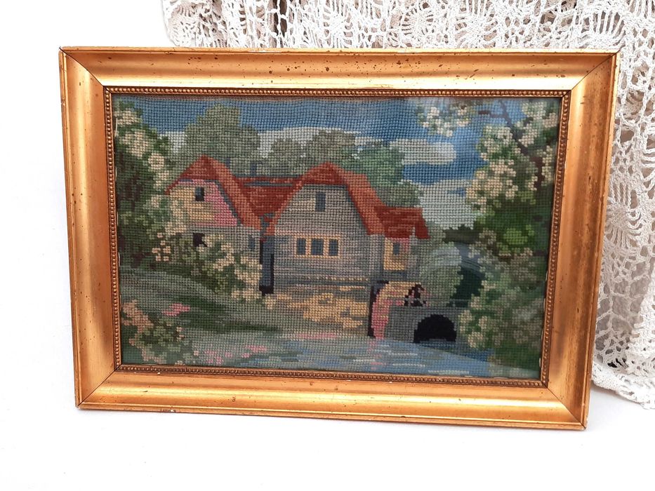 STARY OBRAZ gobelin , kilim , makata , haft - Szwecja