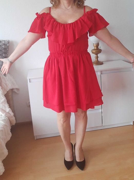 sukienka hiszpanka mini L czerwona