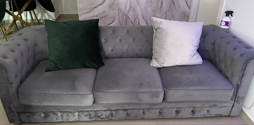 Sofa veludo cinza