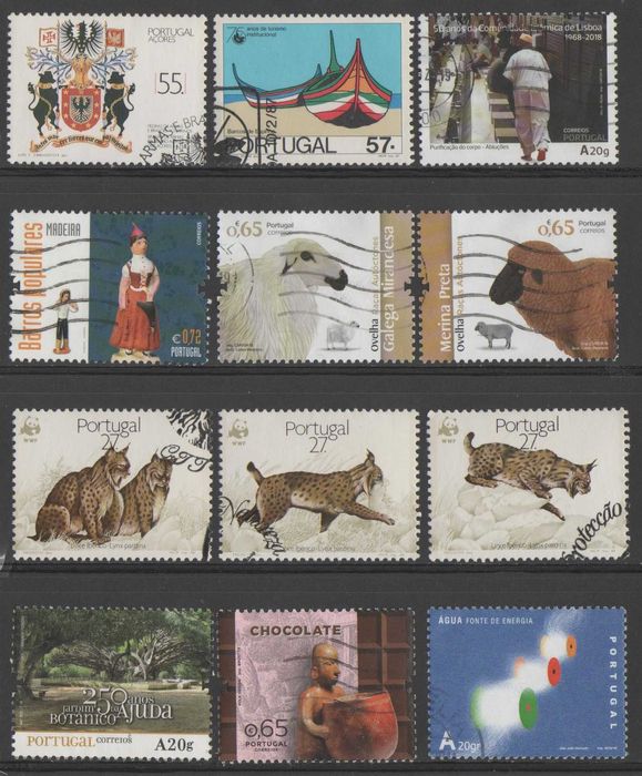 Filatelia: lote de selos usados de Portugal