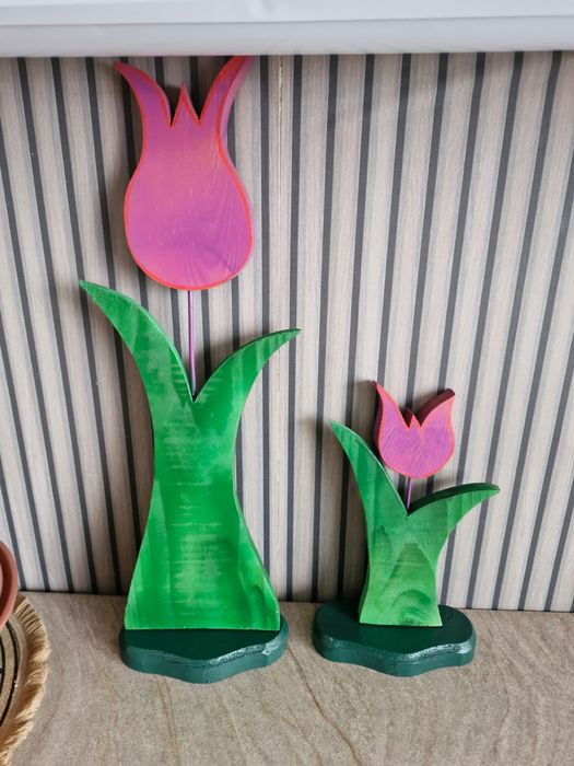 Tulipan Kwiaty Ozdoba Drewno