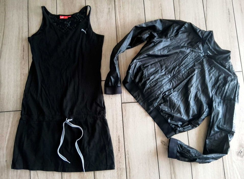 CZARNY zestaw Rozm M kurtka Reebok sukienka sportowa Puma