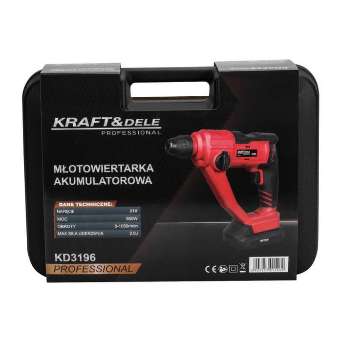 Młotowiertarka udarowa akumulatorowa 21V 2J SDS 2x aku 2Ah KD3196