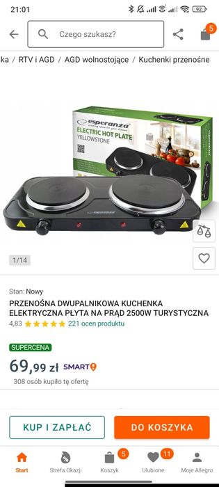 Kuchenka dwie płyty.