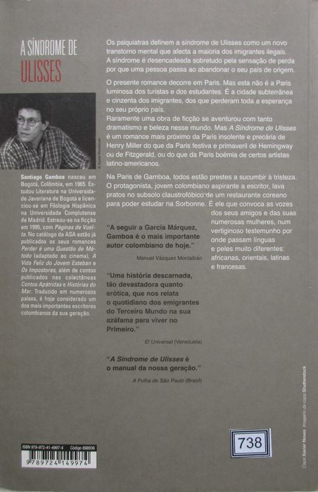 Santiago Gamboa - - - A Síndrome de Ulisses - - - - - Livro
