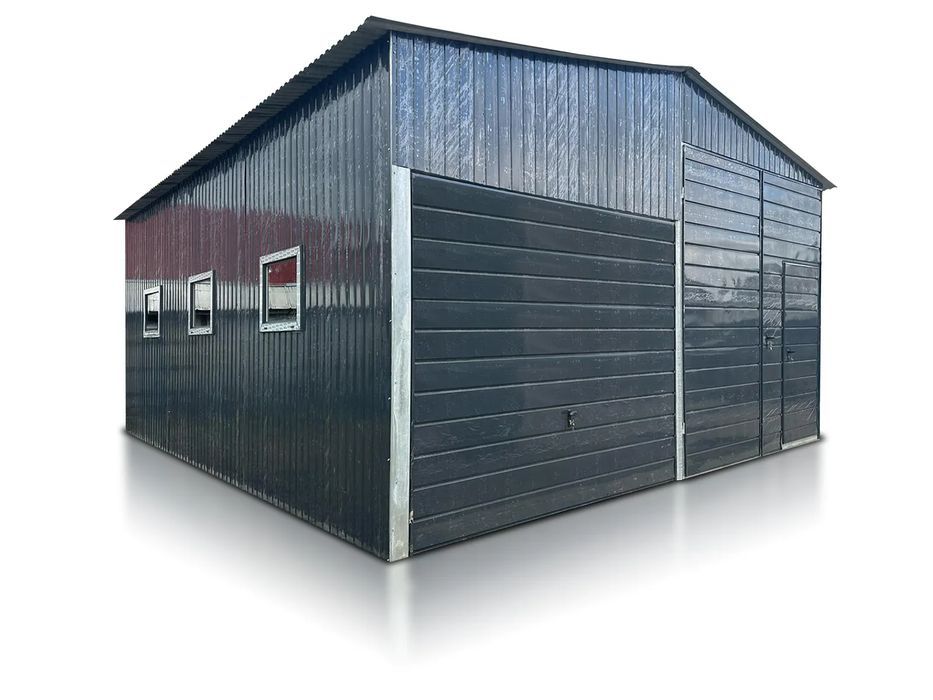 Hala 6x8 m - Dach dwuspadowy, Brama uchylna, Grafit