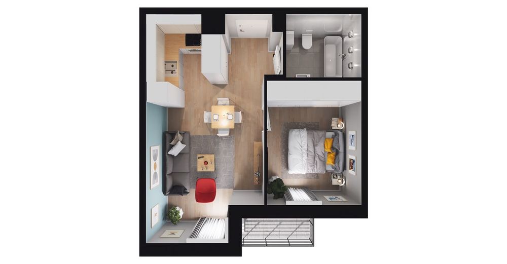 2-pokojowe mieszkanie 37m2 + balkon