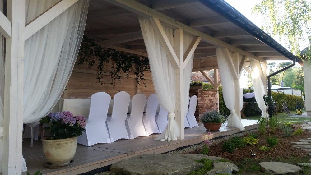 Wynajem, wypożyczanie: namiotów, krzeseł, stołów, pokrowców, obrusów