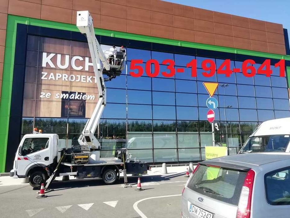 Wynajem zwyżki, podnośnika koszowego 24m, Wrocław, okolice, wycinki