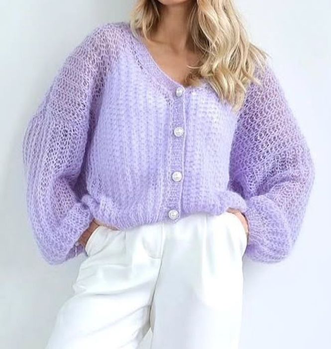 Кардиган из кидмохера - ручная работа