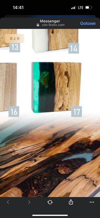 Komplet stół drewniany 160x90 z żywicy epoksydowej i stolik kawowy