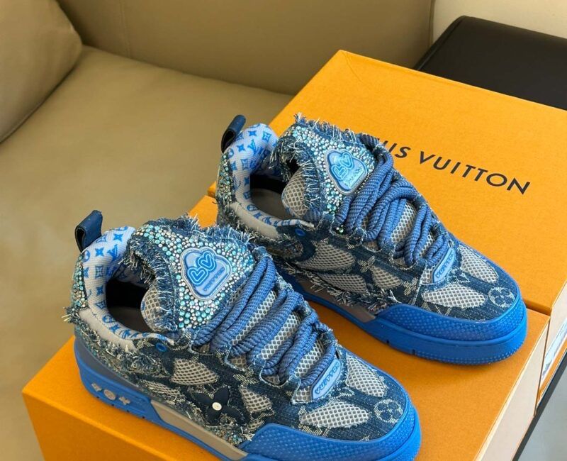 ДОСТАВКА 1-2 ДНІ‼️Louis Vuitton Skate Trainer Blue Swarovski Monogram.