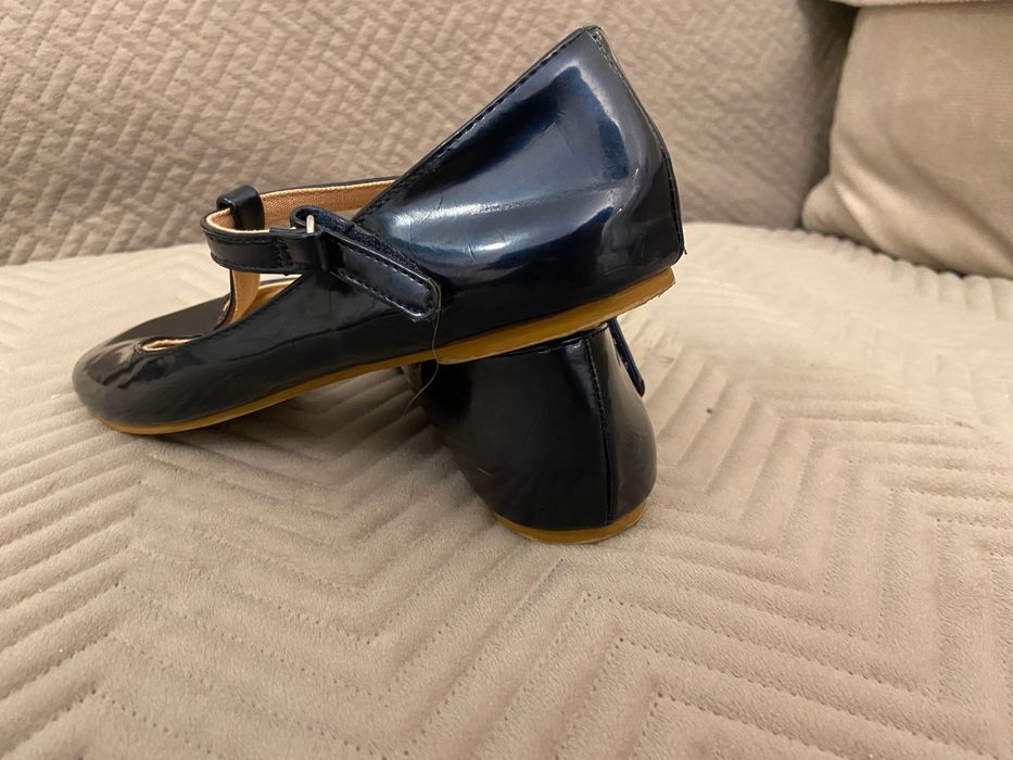 Buty Zara girls baleriny lakierki ciemny granat