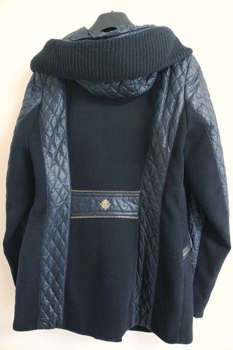 Куртка-пальто стёганая с капюшоном синяя